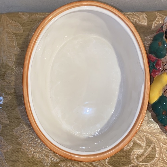 HUGE TURKEY TUREEN THANKSGIVING POTTERY HAND PAINTED NEW HARVEST Fall Vintage - Picture 12 of 13
